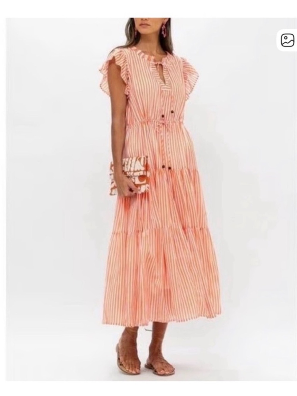 Oliphant Cinched Flirty Midi- Playa Coral dress